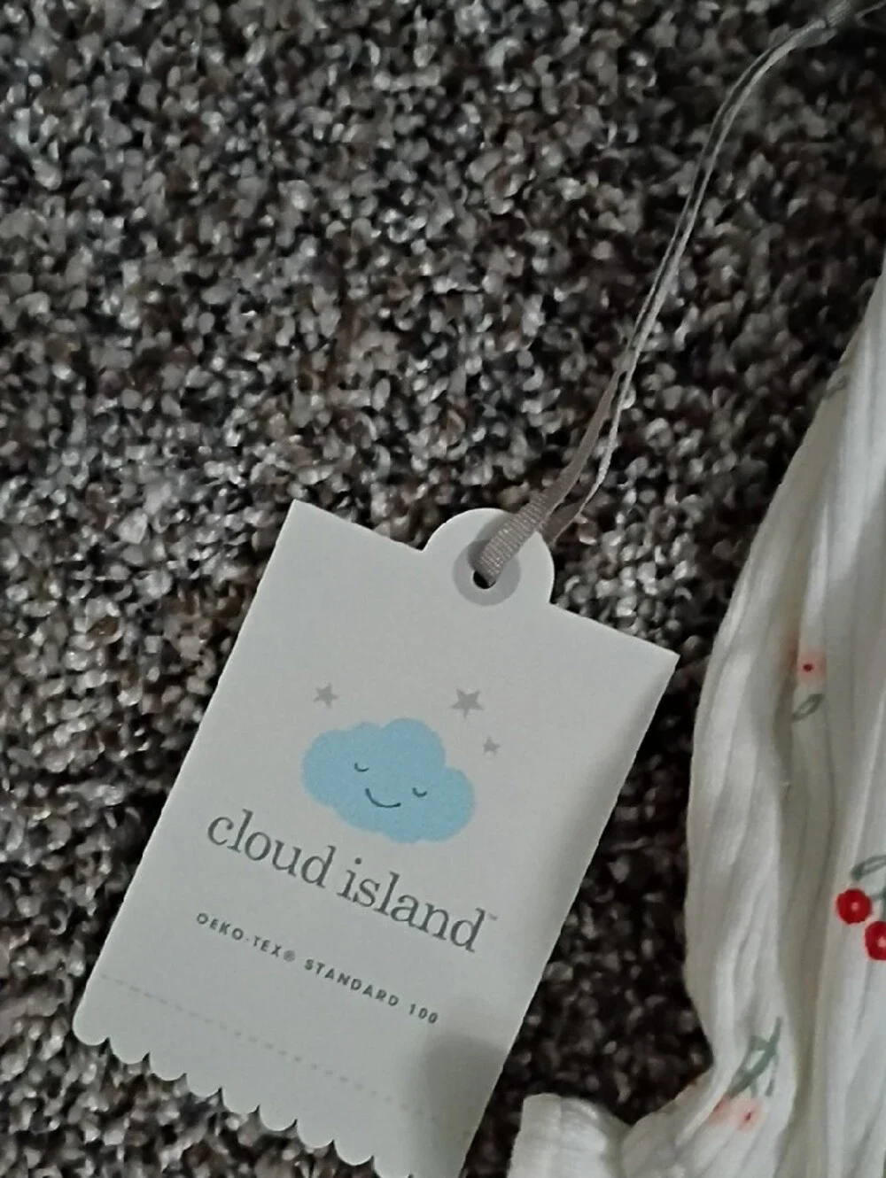 cloud island Cream Romper with Red Cherry Print and Ruffle Shoulders